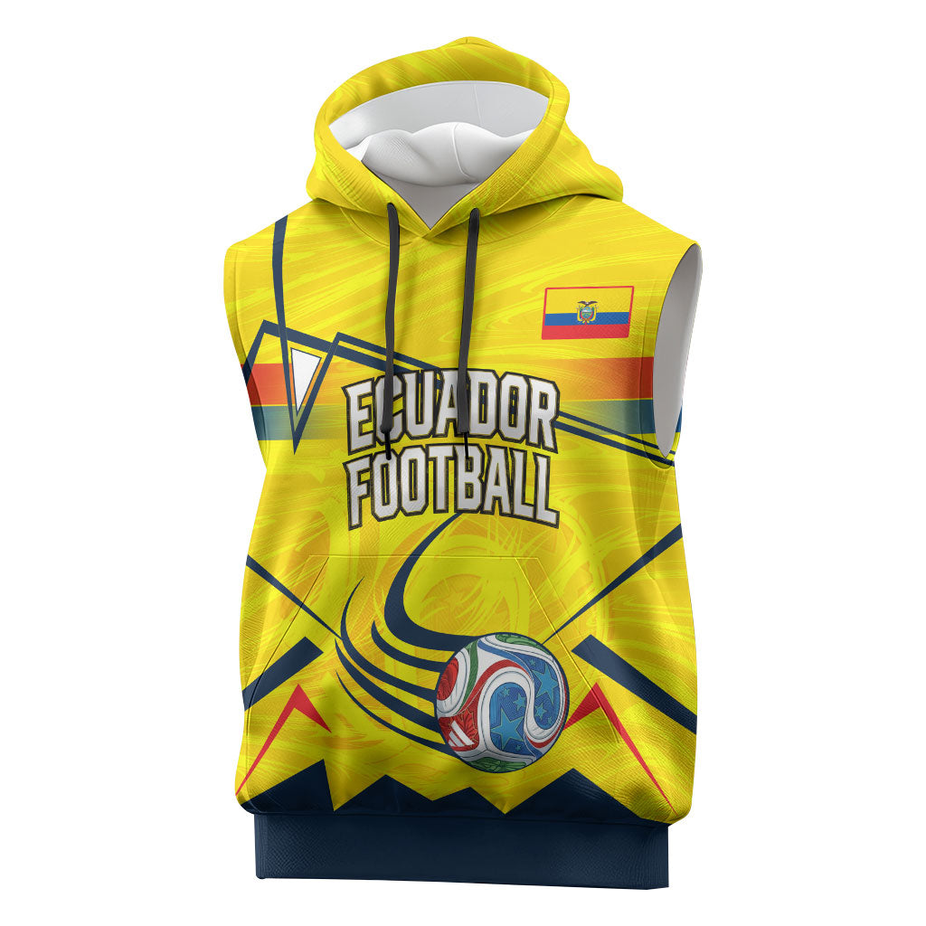 Personalized Ecuador Football Sleeveless Hoodie Dynamic Line Soccer Graphic Flag Colors