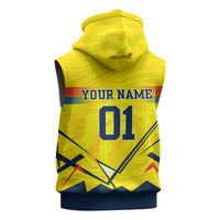Personalized Ecuador Football Sleeveless Hoodie Dynamic Line Soccer Graphic Flag Colors