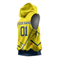 Personalized Ecuador Football Sleeveless Hoodie Dynamic Line Soccer Graphic Flag Colors