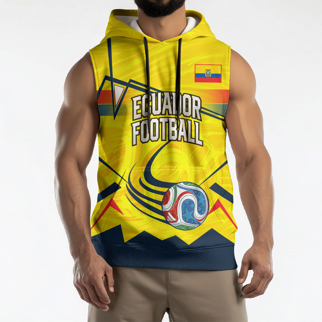 Personalized Ecuador Football Sleeveless Hoodie Dynamic Line Soccer Graphic Flag Colors