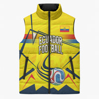 Personalized Ecuador Football Sleeveless Puffer Jacket Dynamic Line Soccer Graphic Flag Colors