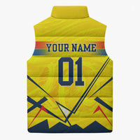 Personalized Ecuador Football Sleeveless Puffer Jacket Dynamic Line Soccer Graphic Flag Colors