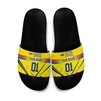 Personalized Ecuador Football Slide Sandals Dynamic Line Soccer Graphic Flag Colors