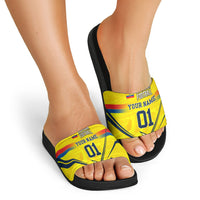 Personalized Ecuador Football Slide Sandals Dynamic Line Soccer Graphic Flag Colors