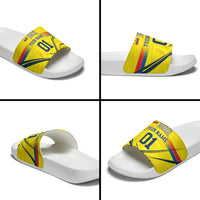 Personalized Ecuador Football Slide Sandals Dynamic Line Soccer Graphic Flag Colors