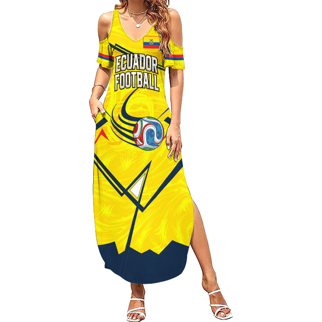 Personalized Ecuador Football Summer Maxi Dress Dynamic Line Soccer Graphic Flag Colors