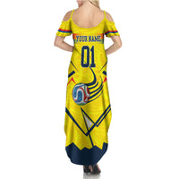 Personalized Ecuador Football Summer Maxi Dress Dynamic Line Soccer Graphic Flag Colors