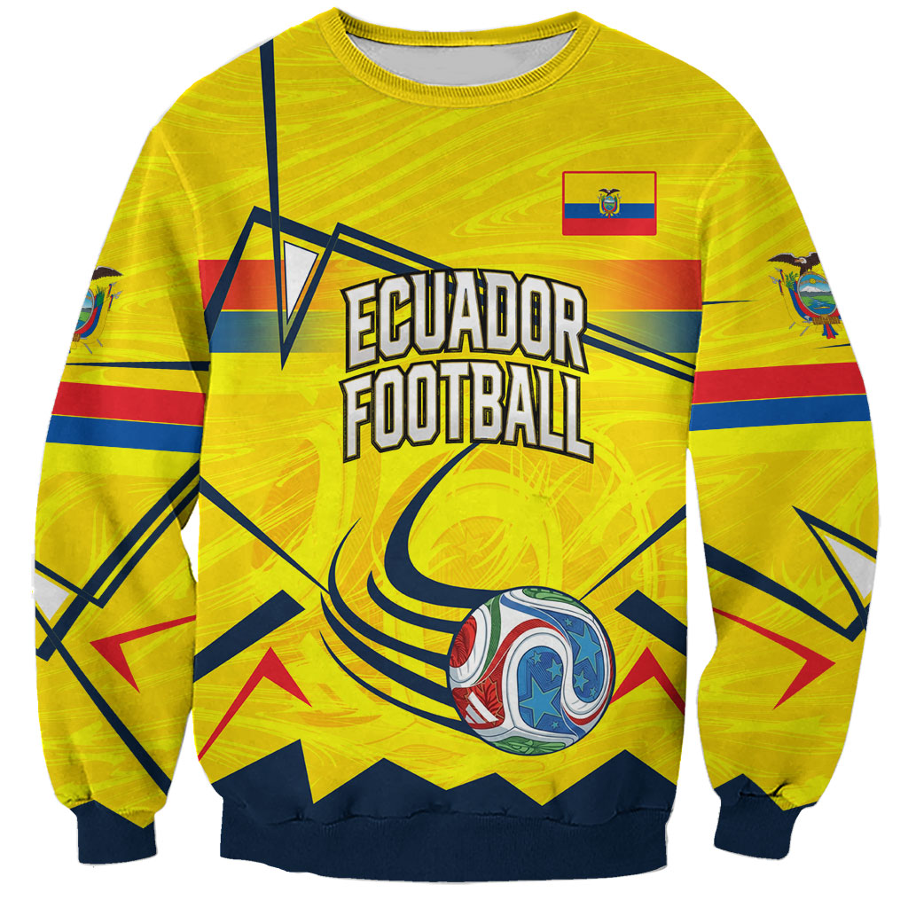 Personalized Ecuador Football Sweatshirt Dynamic Line Soccer Graphic Flag Colors