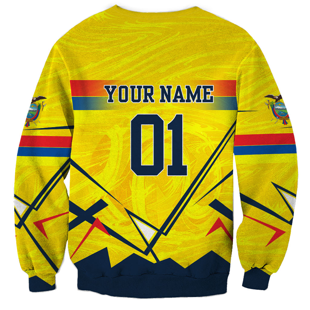 Personalized Ecuador Football Sweatshirt Dynamic Line Soccer Graphic Flag Colors