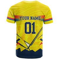 Personalized Ecuador Football T Shirt Dynamic Line Soccer Graphic Flag Colors