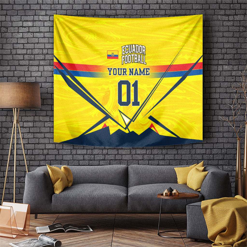 Personalized Ecuador Football Tapestry Dynamic Line Soccer Graphic Flag Colors