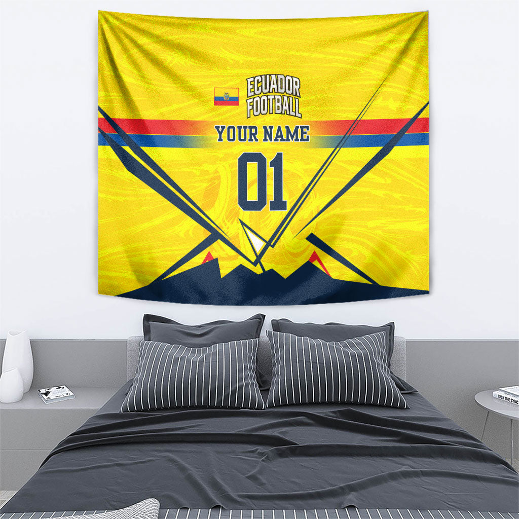 Personalized Ecuador Football Tapestry Dynamic Line Soccer Graphic Flag Colors