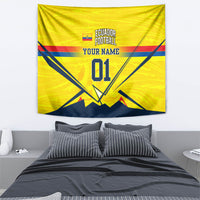 Personalized Ecuador Football Tapestry Dynamic Line Soccer Graphic Flag Colors