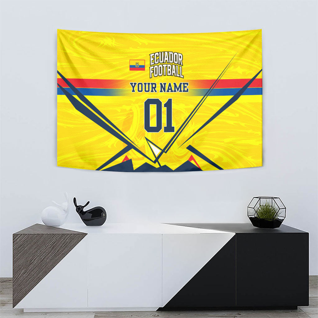 Personalized Ecuador Football Tapestry Dynamic Line Soccer Graphic Flag Colors