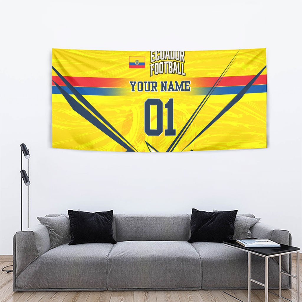 Personalized Ecuador Football Tapestry Dynamic Line Soccer Graphic Flag Colors
