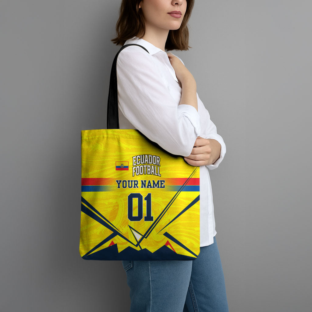 Personalized Ecuador Football Tote Bag Dynamic Line Soccer Graphic Flag Colors