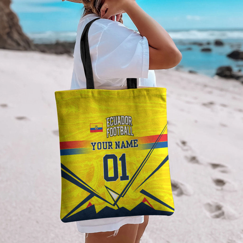 Personalized Ecuador Football Tote Bag Dynamic Line Soccer Graphic Flag Colors