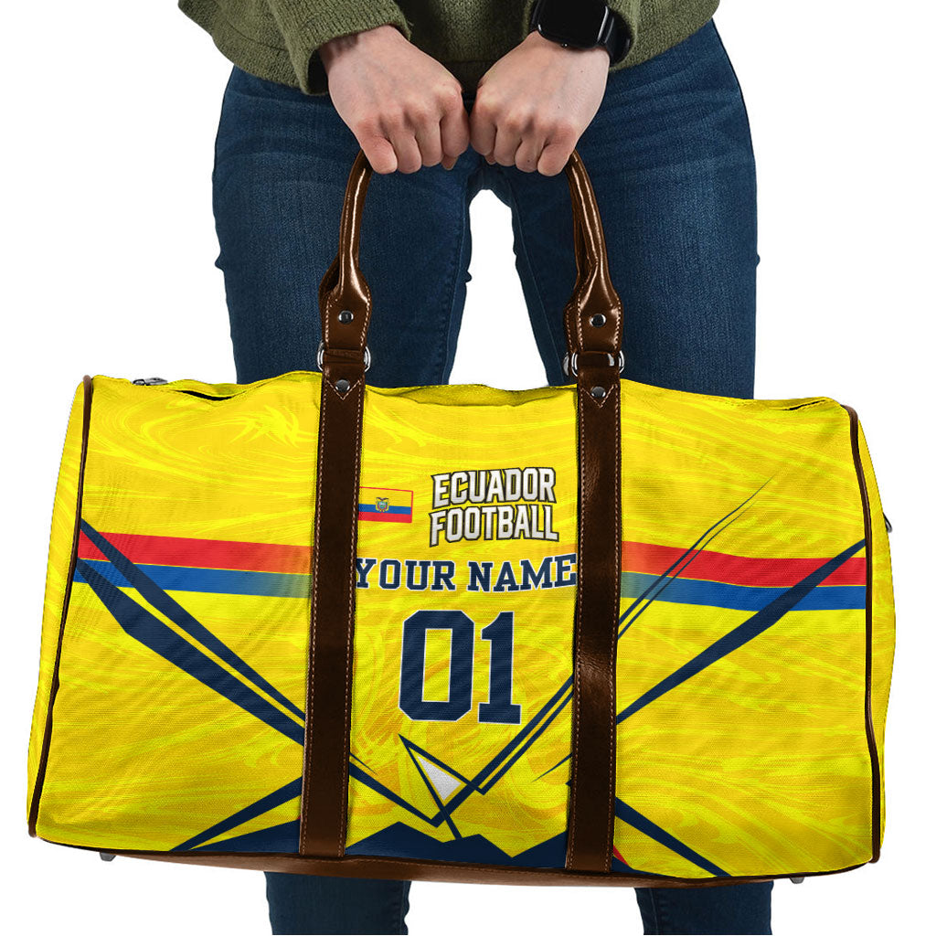 Personalized Ecuador Football Travel Bag Dynamic Line Soccer Graphic Flag Colors