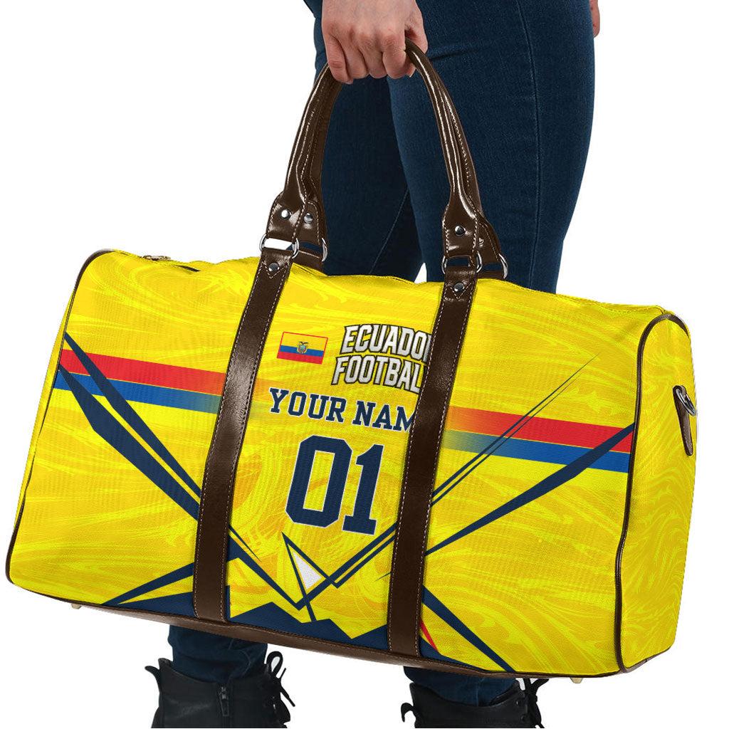 Personalized Ecuador Football Travel Bag Dynamic Line Soccer Graphic Flag Colors