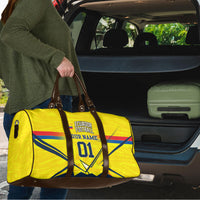 Personalized Ecuador Football Travel Bag Dynamic Line Soccer Graphic Flag Colors
