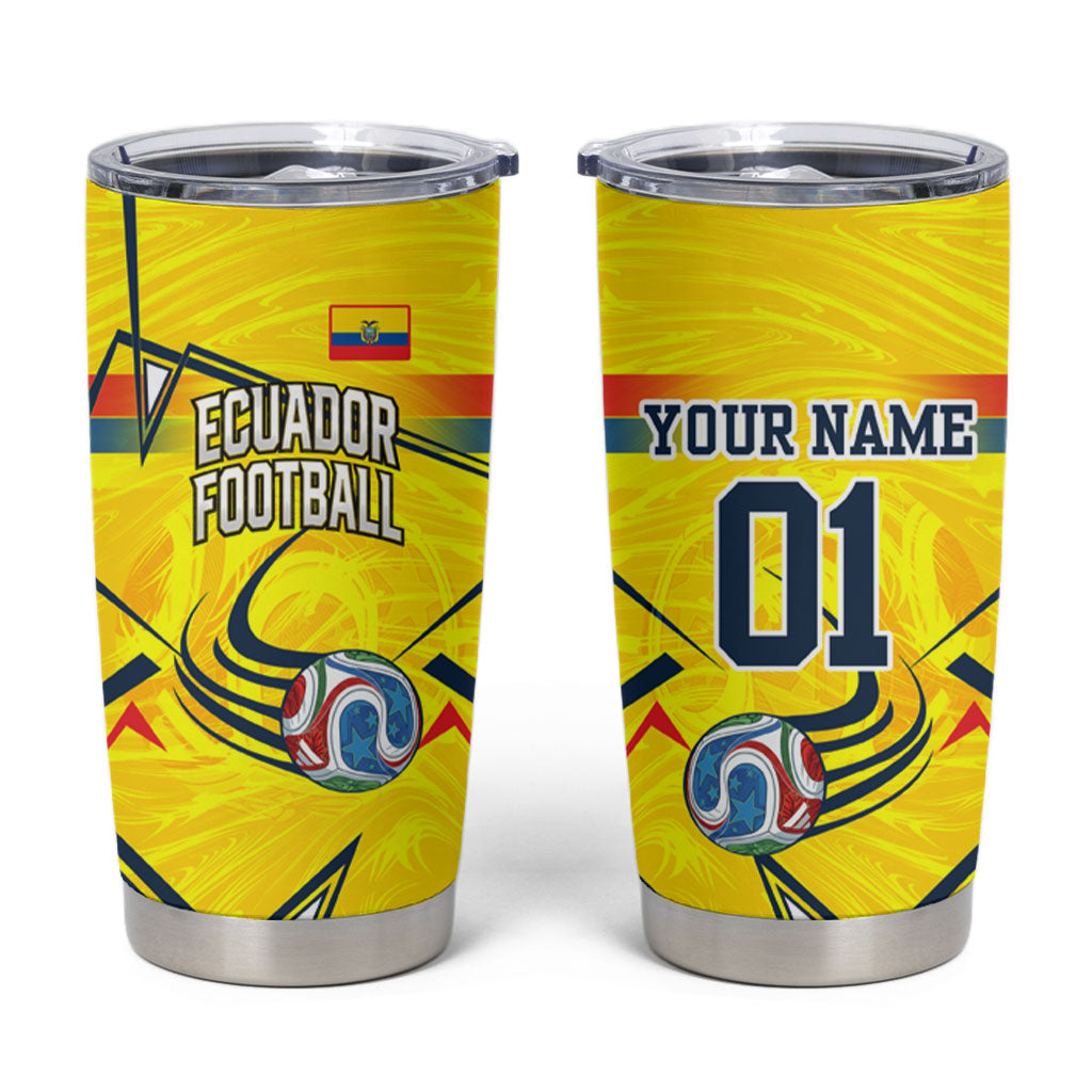 Personalized Ecuador Football Tumbler Cup Dynamic Line Soccer Graphic Flag Colors