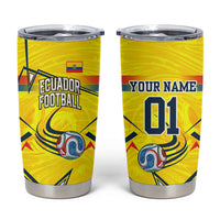 Personalized Ecuador Football Tumbler Cup Dynamic Line Soccer Graphic Flag Colors