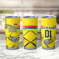 Personalized Ecuador Football Tumbler Cup Dynamic Line Soccer Graphic Flag Colors