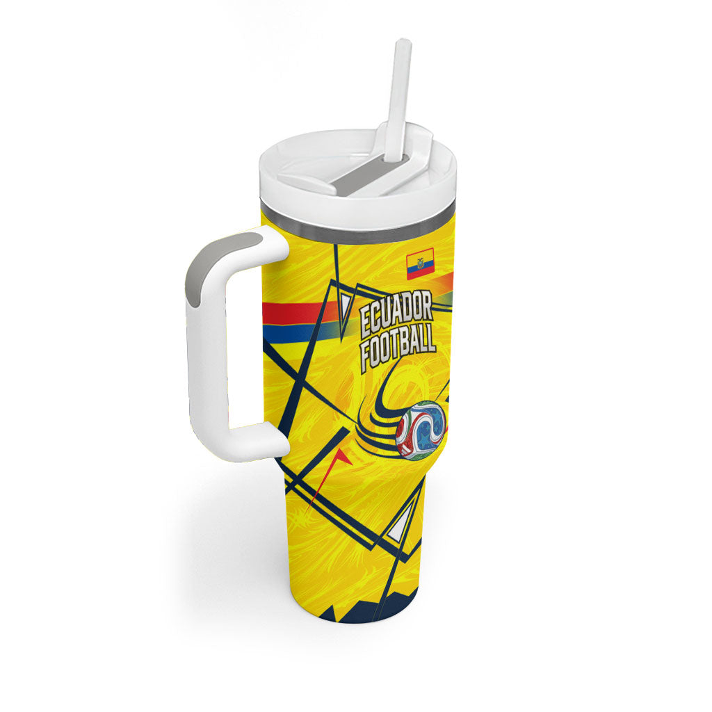 Personalized Ecuador Football Tumbler With Handle Dynamic Line Soccer Graphic Flag Colors