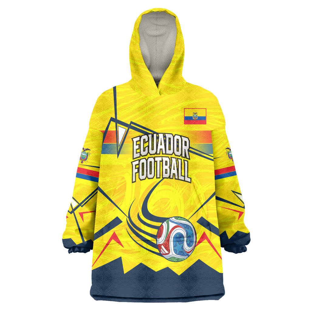 Personalized Ecuador Football Wearable Blanket Hoodie Dynamic Line Soccer Graphic Flag Colors