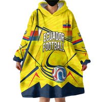 Personalized Ecuador Football Wearable Blanket Hoodie Dynamic Line Soccer Graphic Flag Colors