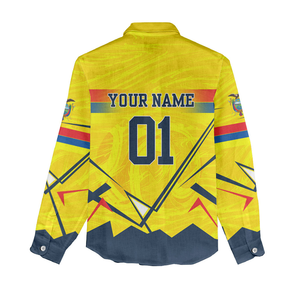 Personalized Ecuador Football Women Casual Shirt Dynamic Line Soccer Graphic Flag Colors