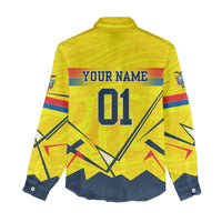 Personalized Ecuador Football Women Casual Shirt Dynamic Line Soccer Graphic Flag Colors