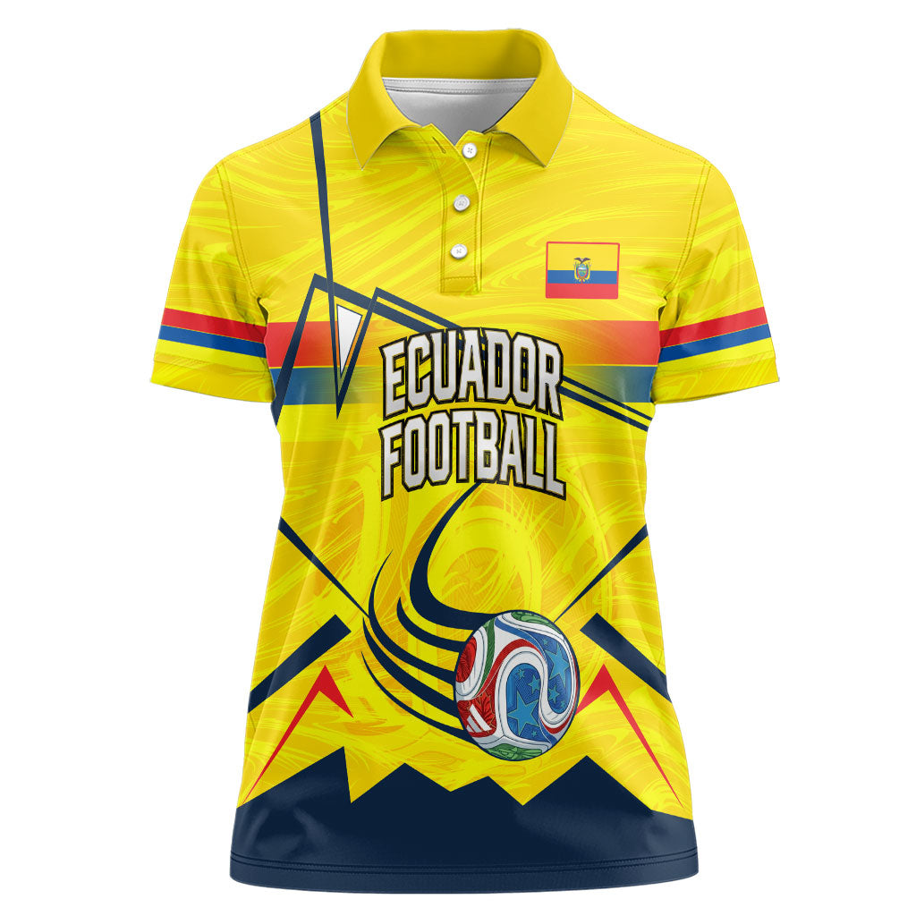 Personalized Ecuador Football Women Polo Shirt Dynamic Line Soccer Graphic Flag Colors