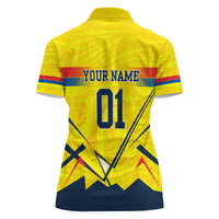 Personalized Ecuador Football Women Polo Shirt Dynamic Line Soccer Graphic Flag Colors