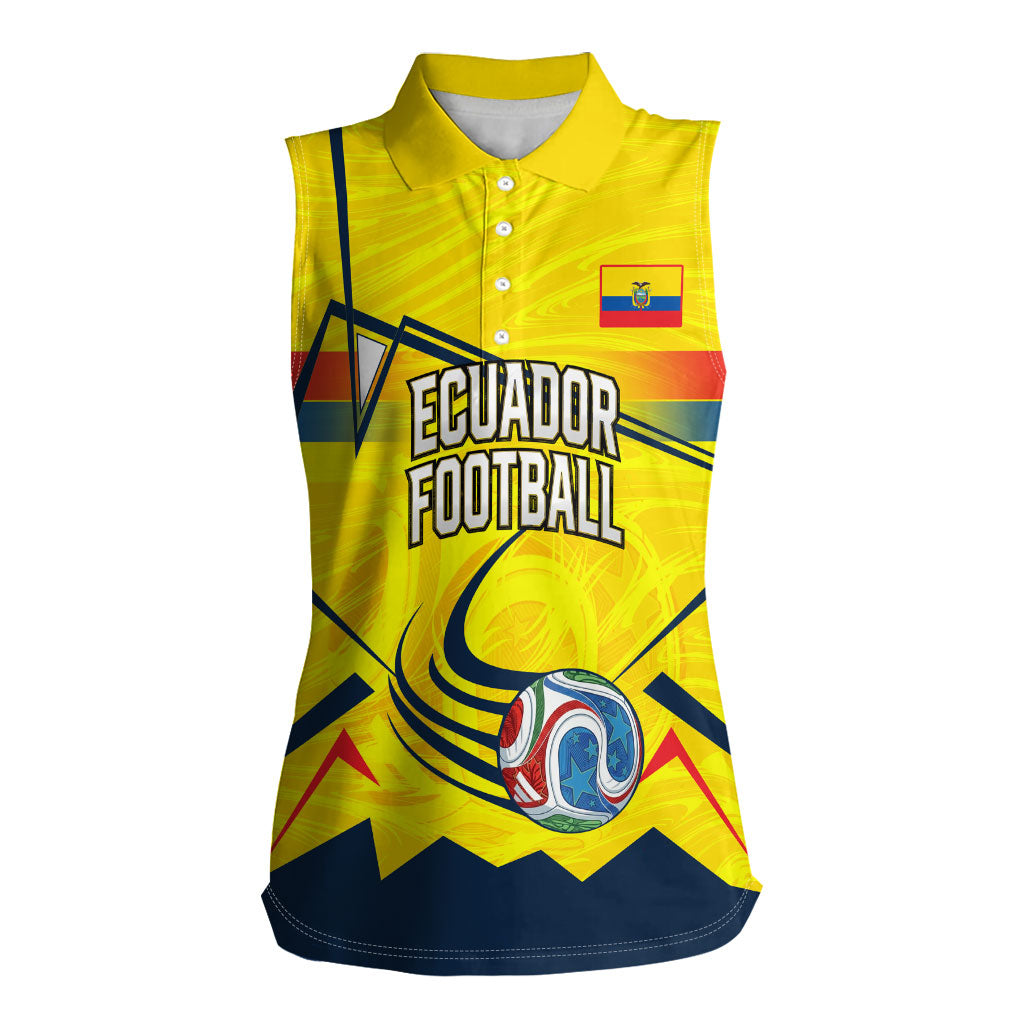 Personalized Ecuador Football Women Sleeveless Polo Shirt Dynamic Line Soccer Graphic Flag Colors