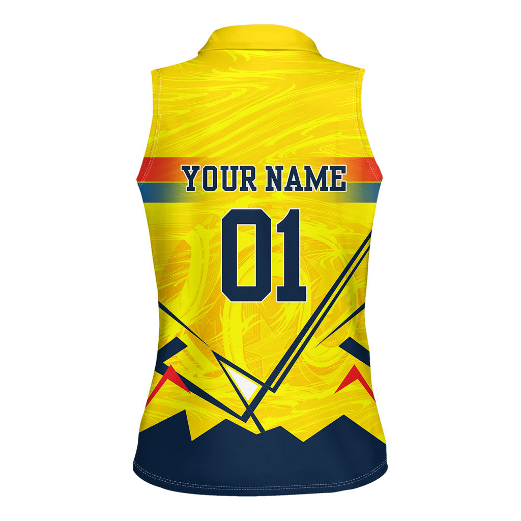 Personalized Ecuador Football Women Sleeveless Polo Shirt Dynamic Line Soccer Graphic Flag Colors