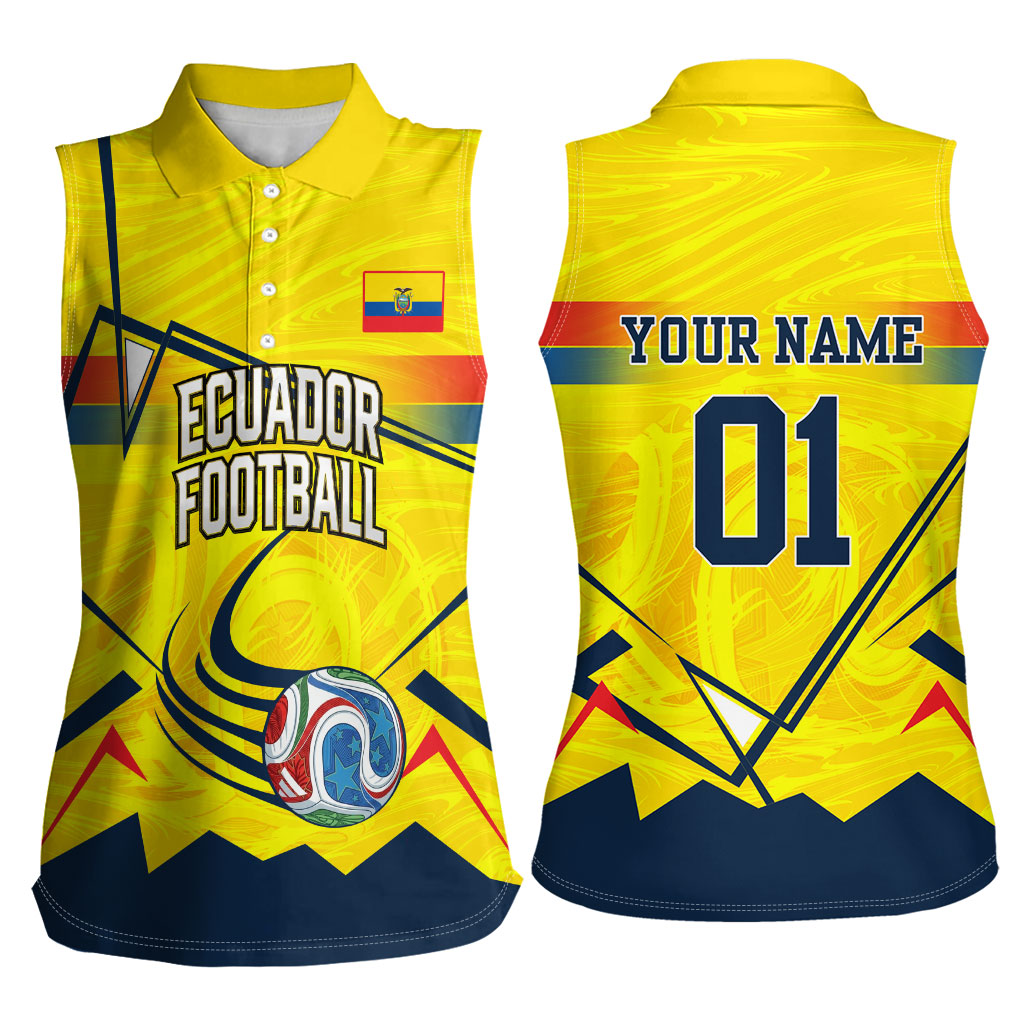 Personalized Ecuador Football Women Sleeveless Polo Shirt Dynamic Line Soccer Graphic Flag Colors
