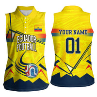 Personalized Ecuador Football Women Sleeveless Polo Shirt Dynamic Line Soccer Graphic Flag Colors
