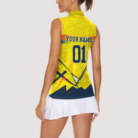 Personalized Ecuador Football Women Sleeveless Polo Shirt Dynamic Line Soccer Graphic Flag Colors