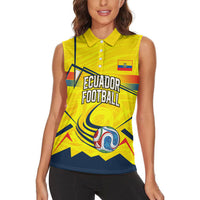 Personalized Ecuador Football Women Sleeveless Polo Shirt Dynamic Line Soccer Graphic Flag Colors
