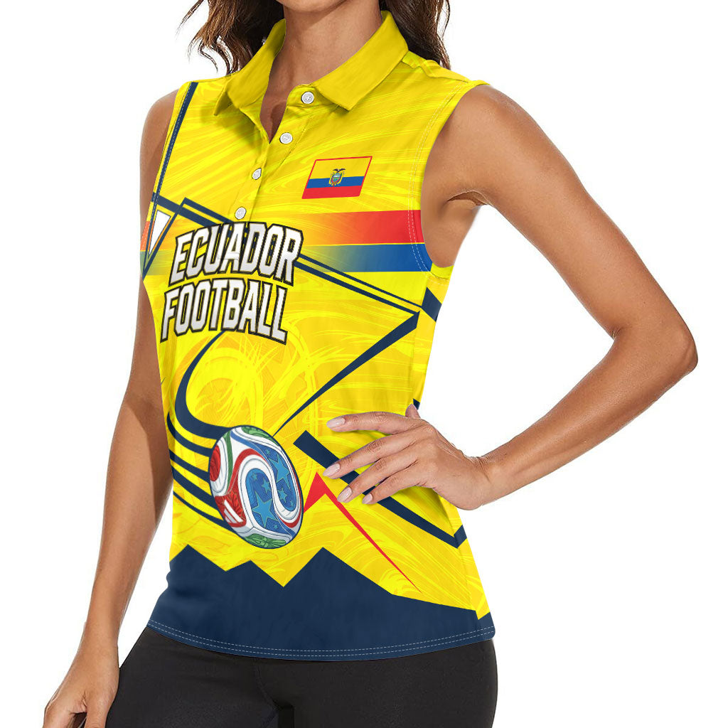 Personalized Ecuador Football Women Sleeveless Polo Shirt Dynamic Line Soccer Graphic Flag Colors