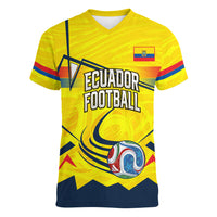 Personalized Ecuador Football Women V-Neck T-Shirt Dynamic Line Soccer Graphic Flag Colors