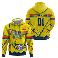 Personalized Ecuador Football Zip Hoodie Dynamic Line Soccer Graphic Flag Colors