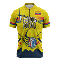 Personalized Ecuador Football Zipper Polo Shirt Dynamic Line Soccer Graphic Flag Colors
