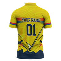 Personalized Ecuador Football Zipper Polo Shirt Dynamic Line Soccer Graphic Flag Colors