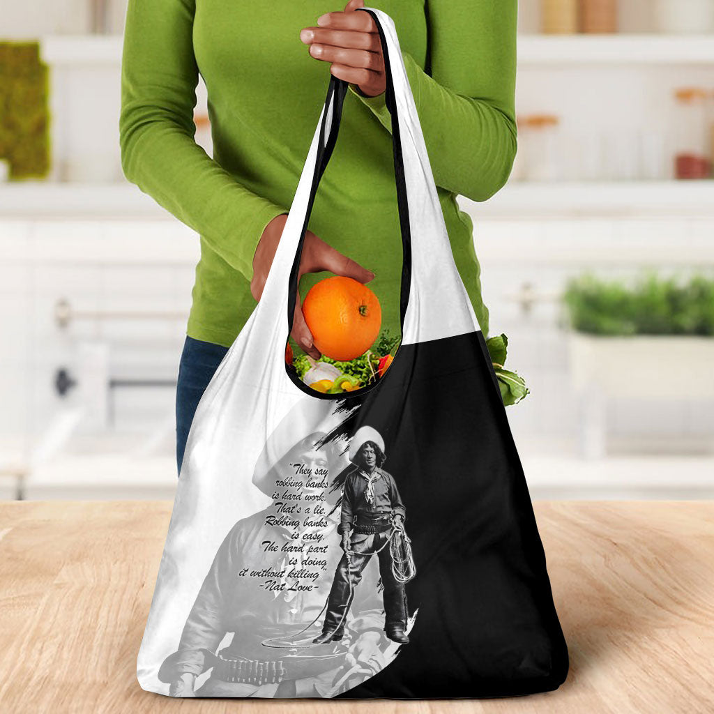 Nat Love Grocery Bag Deadwood Dick Legendary Black Cowboy - Famous Outlaw Quote