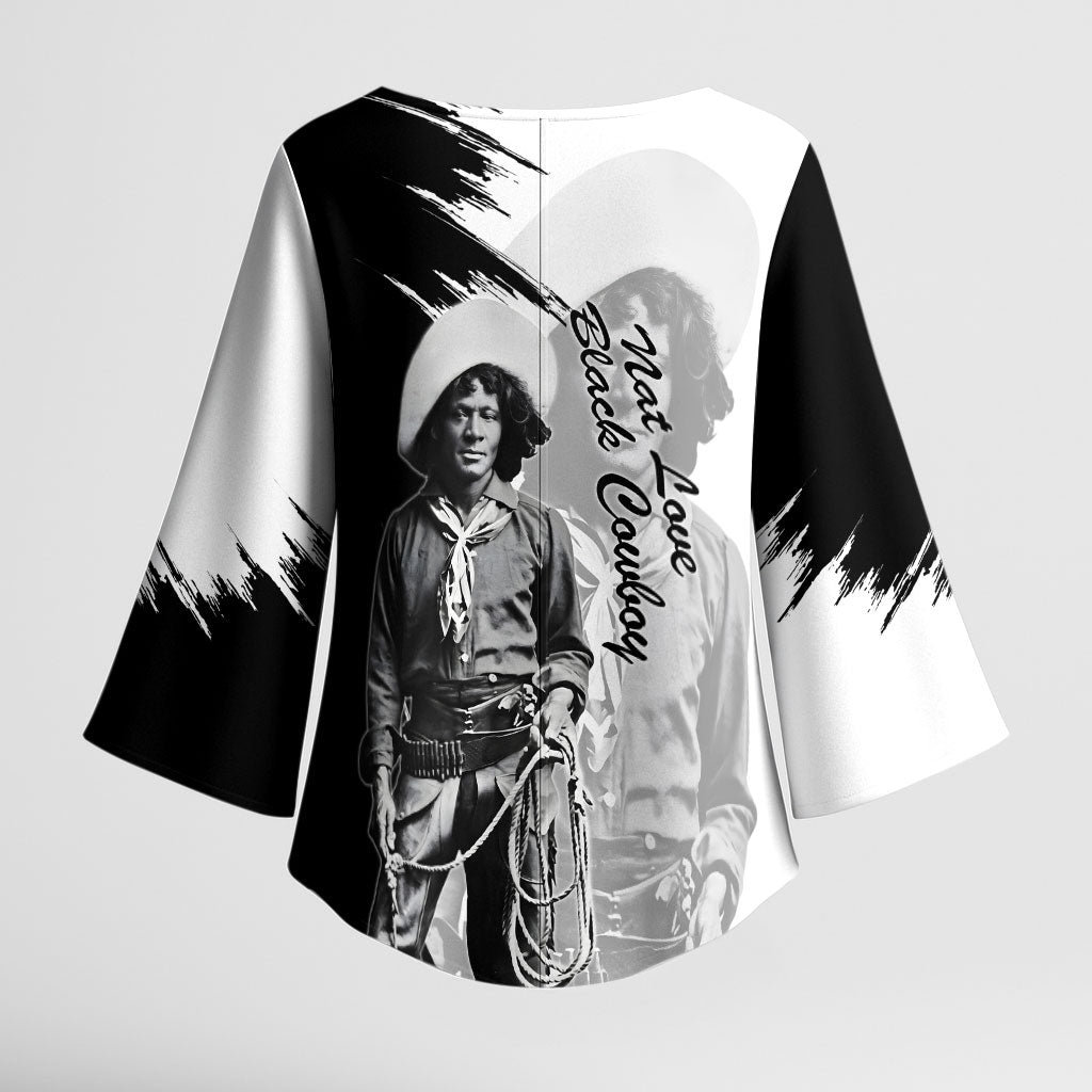 Nat Love Kimono Sleeve Blouse Deadwood Dick Legendary Black Cowboy - Famous Outlaw Quote