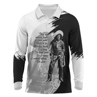 Nat Love Long Sleeve Polo Shirt Deadwood Dick Legendary Black Cowboy - Famous Outlaw Quote