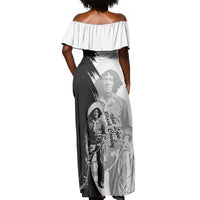 Nat Love Off Shoulder Maxi Dress Deadwood Dick Legendary Black Cowboy - Famous Outlaw Quote