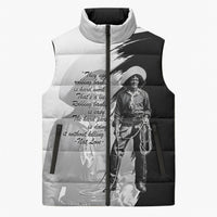 Nat Love Sleeveless Puffer Jacket Deadwood Dick Legendary Black Cowboy - Famous Outlaw Quote